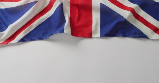 Video Creased Flag Great Britain Lying White Background Nationality State — Stock Video