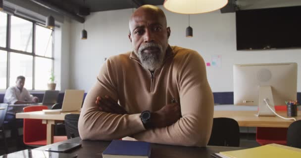 Retrato Empresário Afro Americano Olhar Para Uma Câmara Escritório Trabalho — Vídeo de Stock
