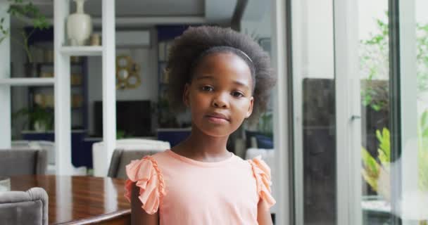 Portrait African American Girl Enjoying Quality Family Time Together Home — Stockvideo