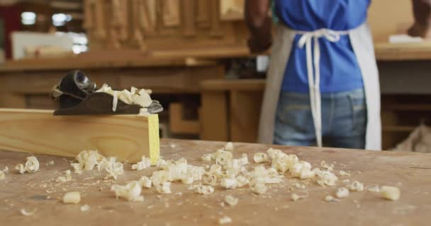 Video Tools Shavings Traditional Carpentry Workshop Carpentry Craftsmanship Owning Small — Stockvideo