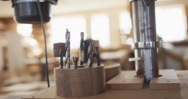 Video Drills Tools Traditional Carpentry Workshop Carpentry Craftsmanship Owning Small — Vídeo de Stock