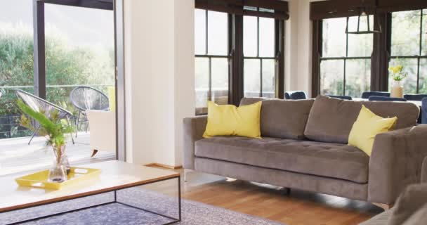 General View Living Room Sofa Table Windows Spending Quality Time — Stock videók