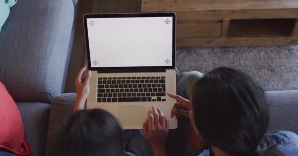 Video Happy Diverse Female Friends Using Laptop Copy Space Friendship — Vídeo de Stock