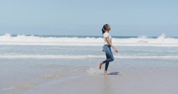 Afroamerikaner Amüsieren Sich Strand Naturerkundung Wandererlebnistourismus Und Gesundes Lebensstilkonzept — Stockvideo