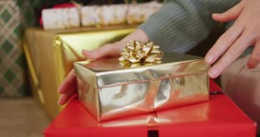 Mutlu Kafkas ailesi Noel 'de hediye veriyor. Ev kavramında aileyle kaliteli zaman geçirmek.