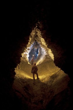 longest cave gallery with cavers clipart