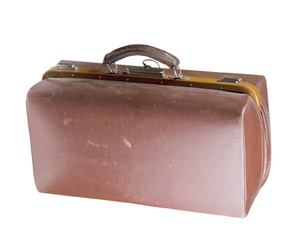 Brown vintage valise isolated — Stock Photo, Image