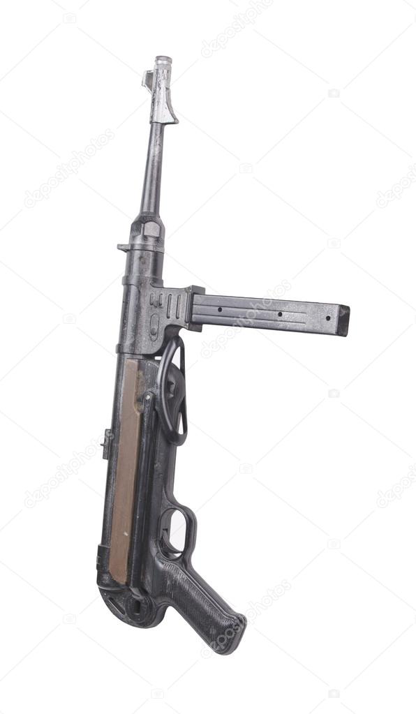 old machine-gun black PM-40 isolated on a white background