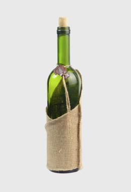 Boş şişe şarap tuval dekore edilmiştir.