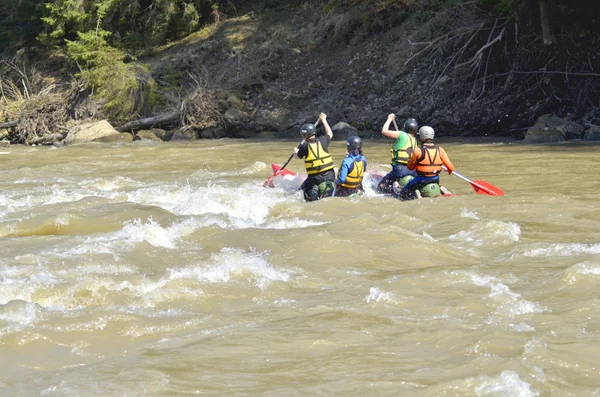 Rafting on the mountain river — Stock Photo, Image