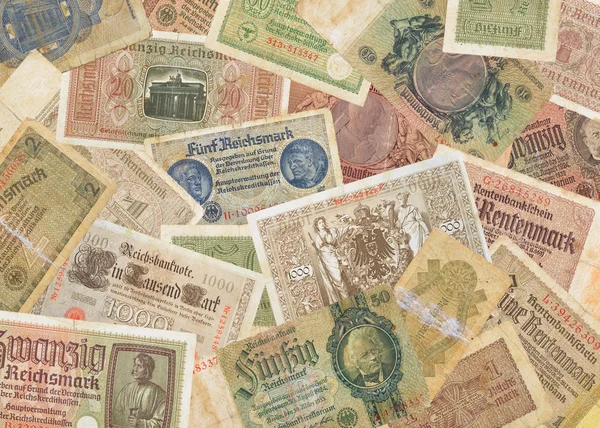 Viejos Reichsmarks alemanes, 10-30 años del siglo 20 — Foto de Stock