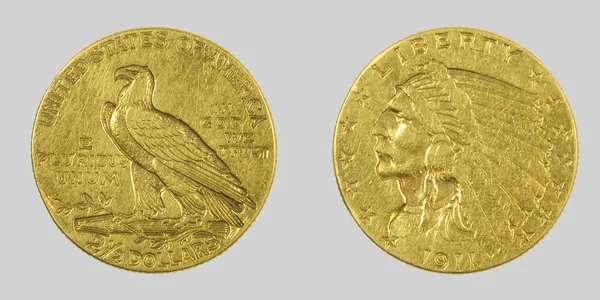 Χρυσό Δολάριο, σε γκρι φόντο — Φωτογραφία Αρχείου