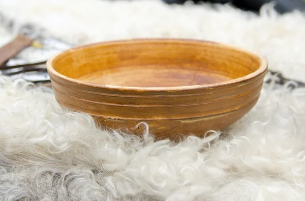 Bowl in in wool sheep — Stock Photo, Image