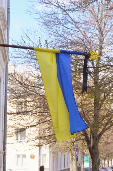 Ukrajinská vlajka na pozadí — Stock fotografie