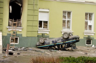 Ternopol, Ukrayna-Şub. 19. 2014 silahlı nöbet Emniyet Müdürlüğü