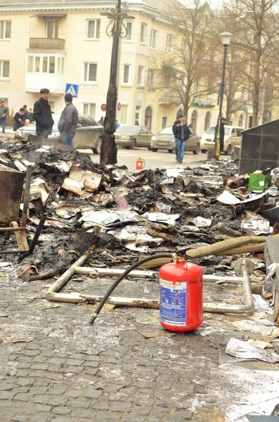 Ternopol, Ουκρανία-Φεβ. 19. 2014 .armed κατάσχεση του αστυνομικού τμήματος. — Φωτογραφία Αρχείου