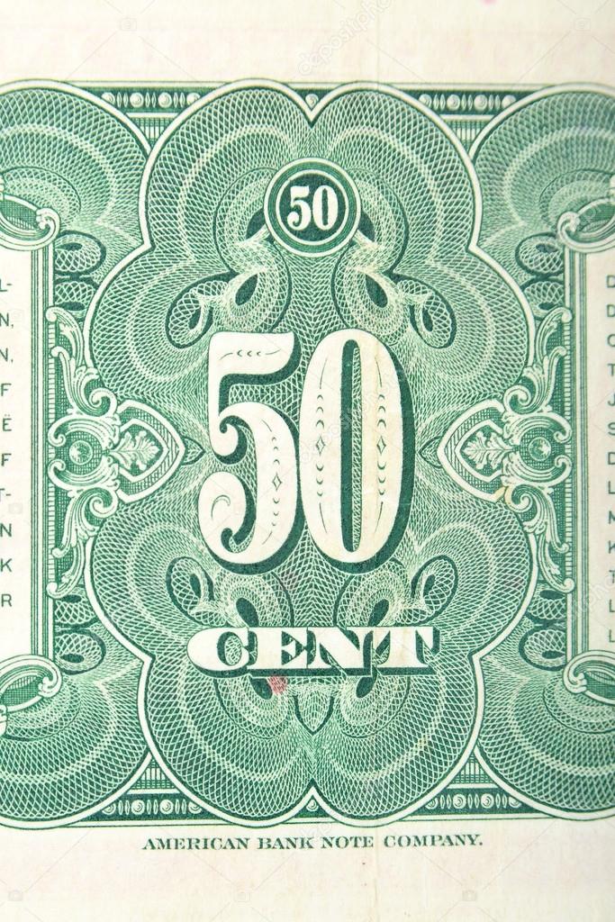 Vintage elements of paper banknotes, United States of America 1923