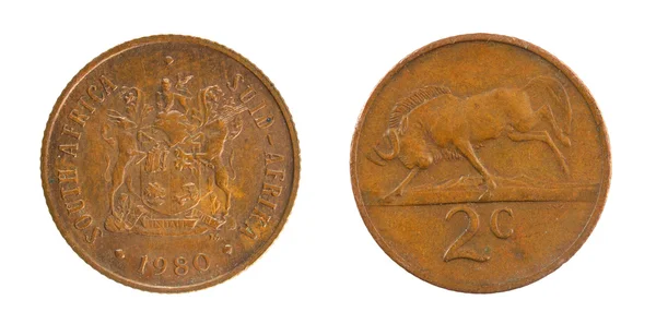 Медные монеты ЮАР — стоковое фото