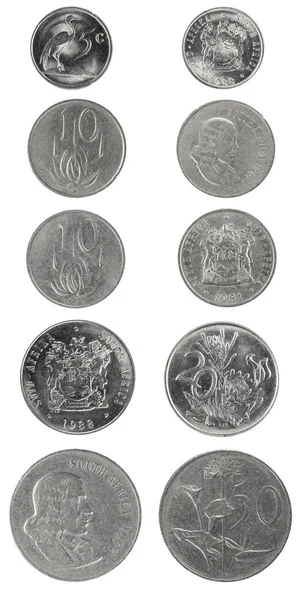 Conjunto de monedas de níquel Sudáfrica 5-50 centavos — Foto de Stock