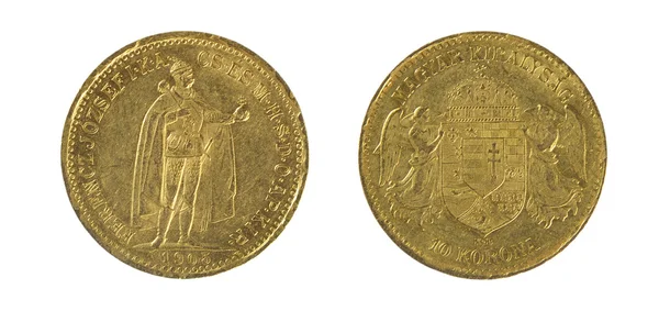 10 gold Crowns of Hungary in 1905 — Stock Photo, Image