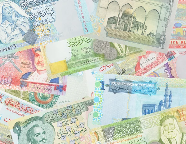 Banknoten von oman und jordan — Stockfoto