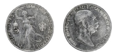 eski gümüş sikke Avusturya-Macaristan 5 korona 1908