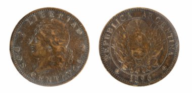 eski Arjantin 2 centavos 1896 sikke