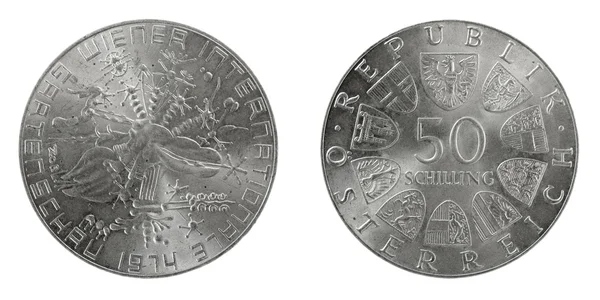 Stříbrná mince Rakousko 50 Šilink — Stock fotografie