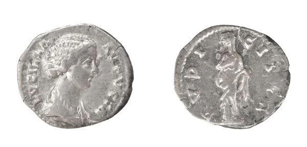 Oude zilveren munt Romeinse denarius — стокове фото