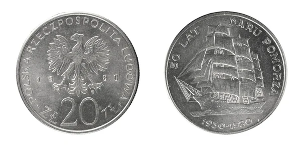 Coins Poland 20 zloty — Stock Photo, Image