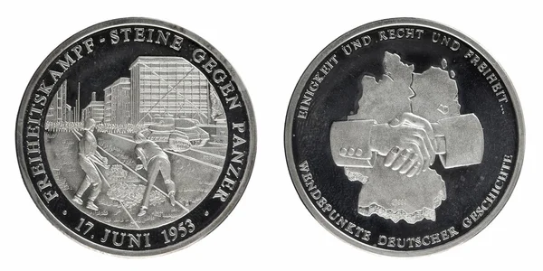 Plata monedas conmemorativas división día de Alemania — Foto de Stock