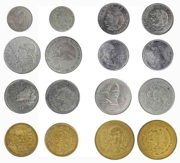 Definir moedas do México — Fotografia de Stock