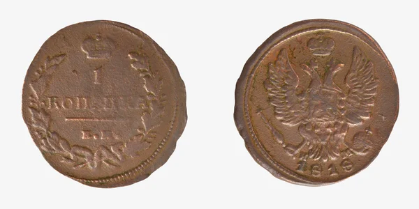 ロシア帝国の古い銅貨 1 kopek 1819 — ストック写真