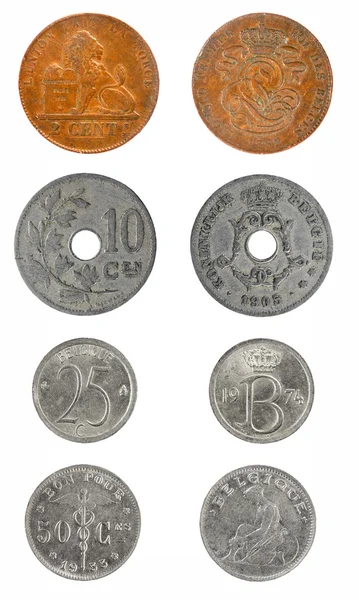 Definir moedas Bélgica 1-50 centavos — Fotografia de Stock