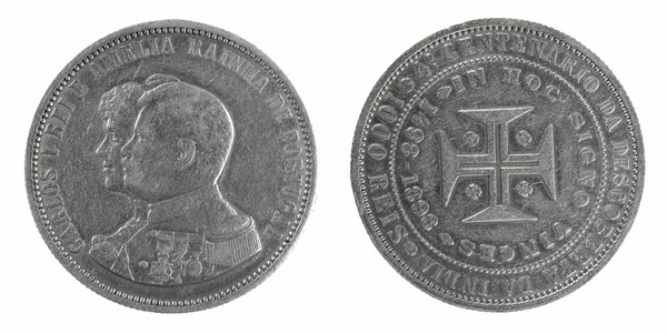Срібні монети Португалії 1898 — стокове фото