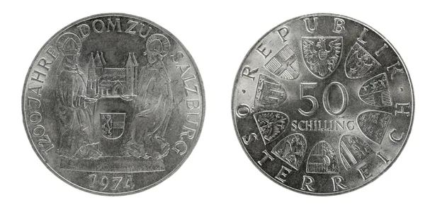 Silver coins Austria 50 shillings — Stock Photo, Image