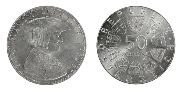Αργυρά κέρματα 50 σελίνια Αυστρίας — Φωτογραφία Αρχείου