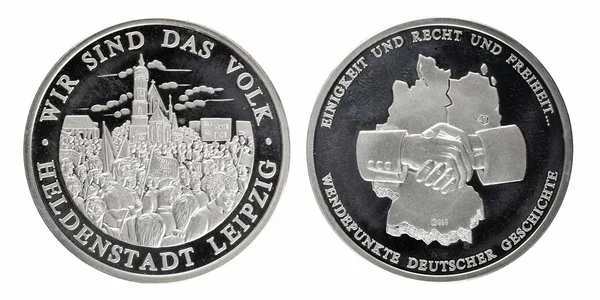 Plata monedas conmemorativas división día de Alemania — Foto de Stock