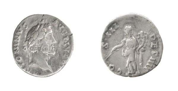 Moneda Antiguo denario romano de plata —  Fotos de Stock