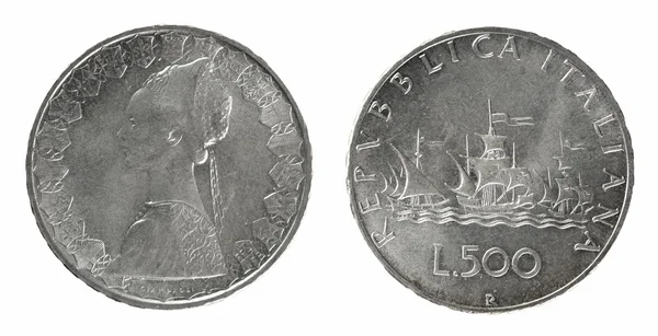 Monete antiche in argento Italia 500 lire — Foto Stock