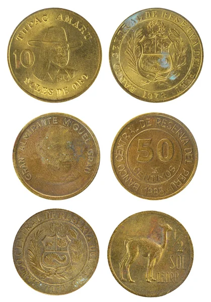 Definir moedas do Peru — Fotografia de Stock