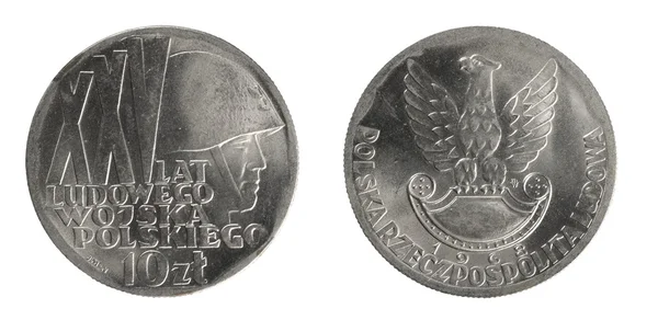 Socjalistyczna Polska 10 złotych monet — Zdjęcie stockowe