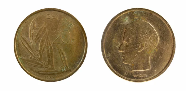Coins Belgium 20 francs — Stock Photo, Image