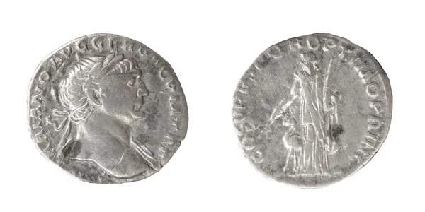 Monety stare srebra denara rzymskiego — Zdjęcie stockowe