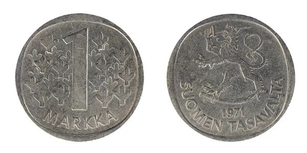 フィンランド マルカ 1 コインします。 — ストック写真
