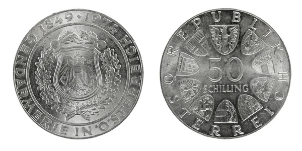 Monete d'argento Austria 50 scellini — Foto Stock