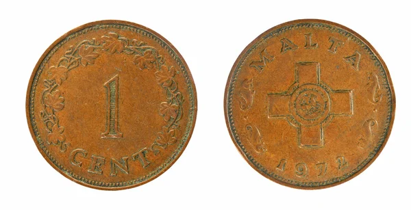 Monety 1 cent malta — Zdjęcie stockowe