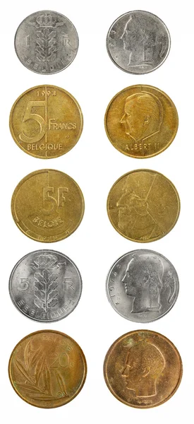 Set coins Belgium 1-20 francs — Stock Photo, Image