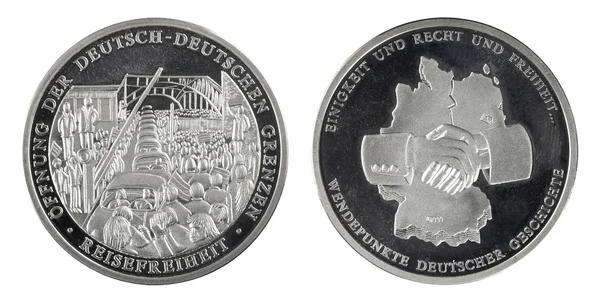 Srebrny pamiątkowych monet dzień podziału Niemiec — Zdjęcie stockowe