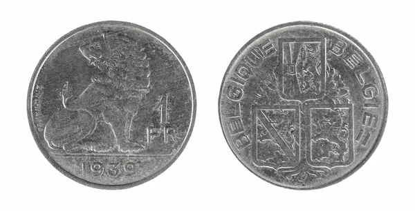 Old coins Belgium 1 franc — Stock Photo, Image